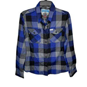 Dixxon Blue Gray Plaid The Portside Flannel Shirt